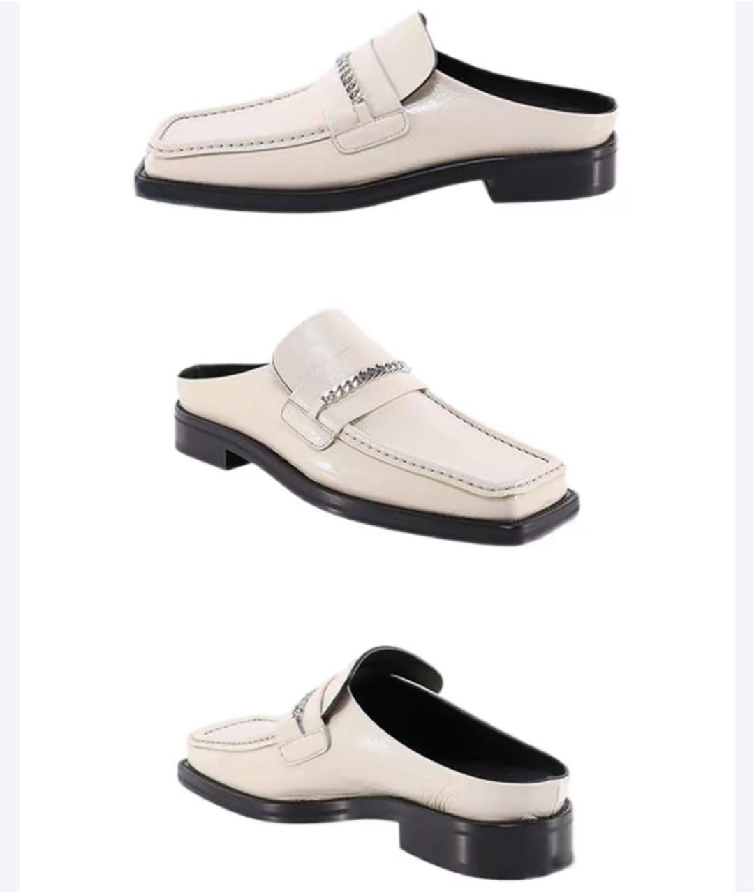 MARTINE ROSE Белые кожаные мюли, фото 7