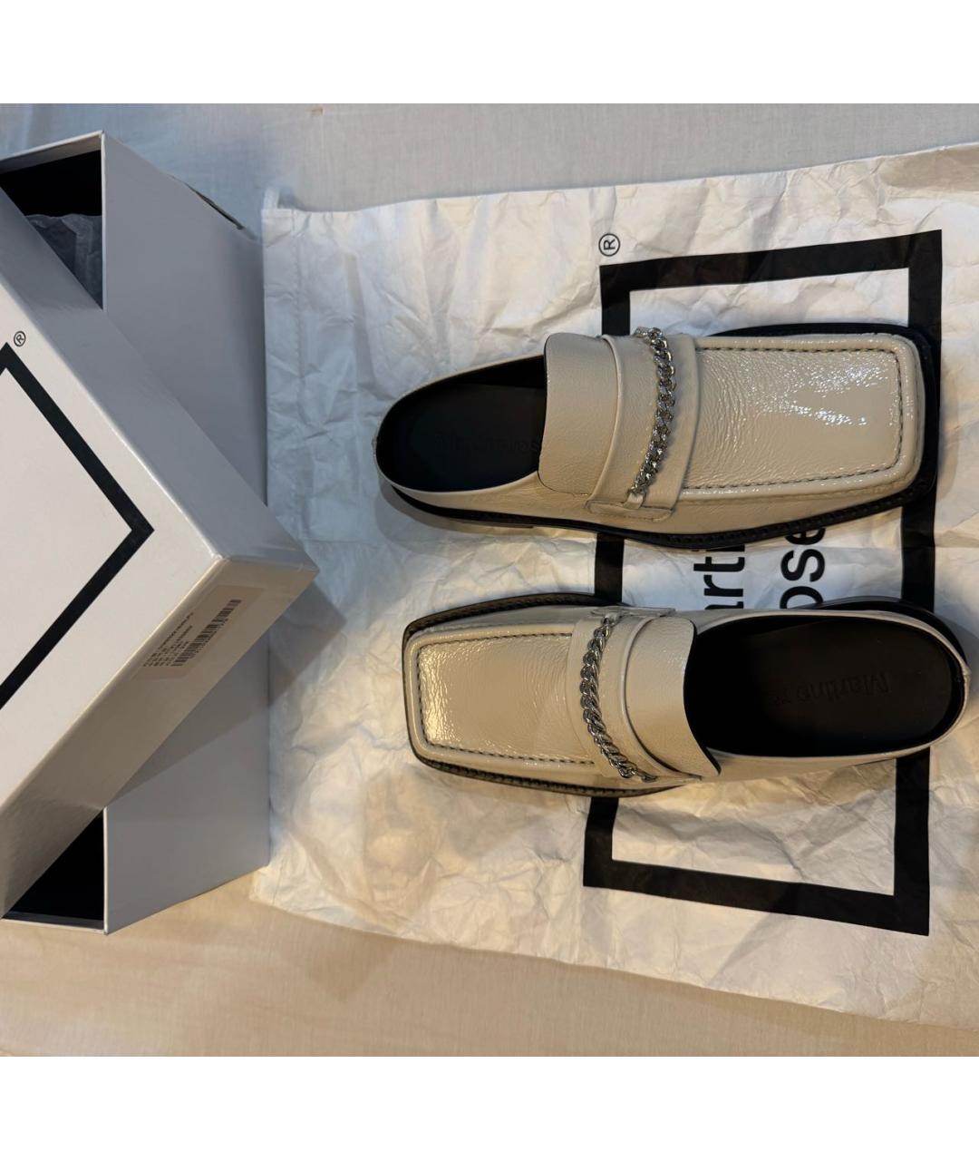 MARTINE ROSE Белые кожаные мюли, фото 3