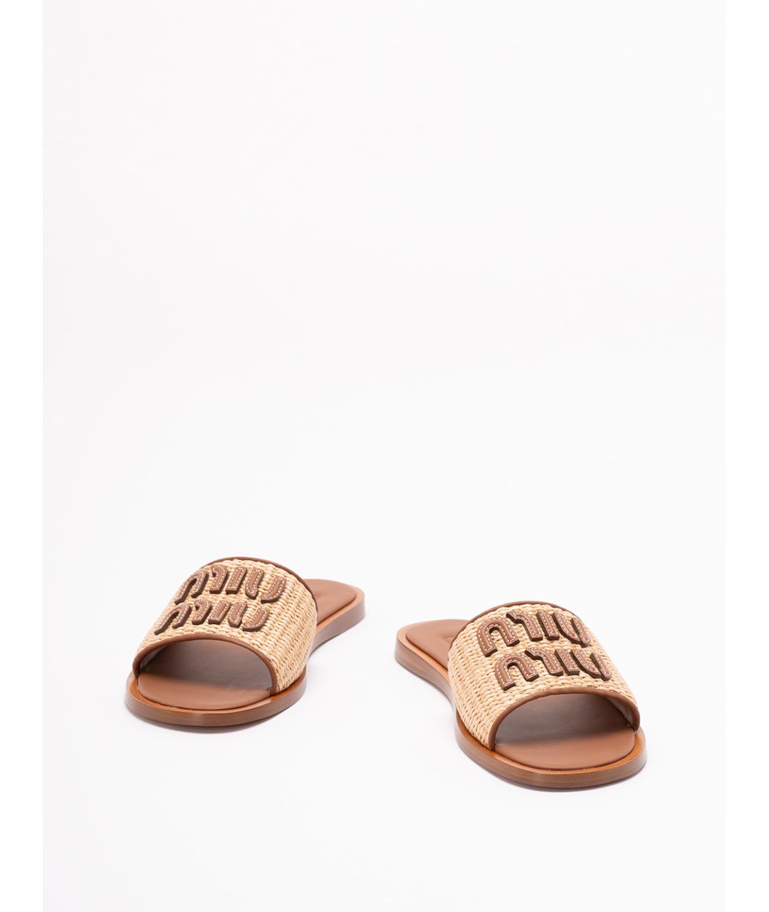 MIU MIU Бежевые шлепанцы, фото 2