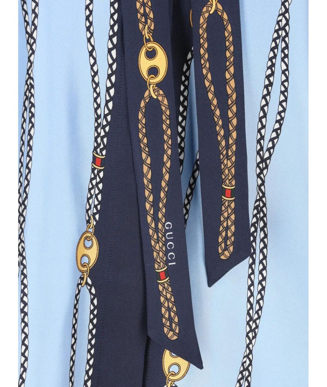 GUCCI Синяя шелковая рубашка, фото 3