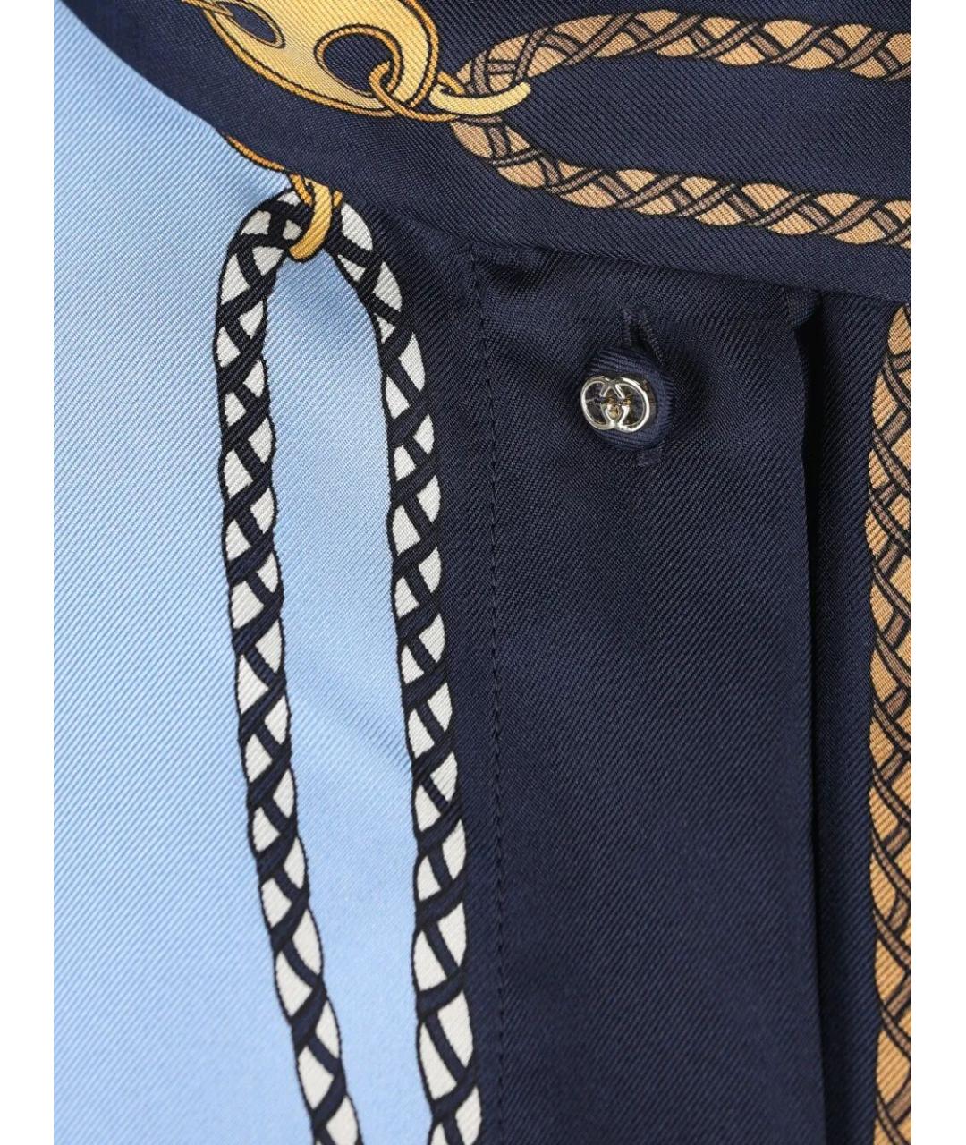 GUCCI Синяя шелковая рубашка, фото 4