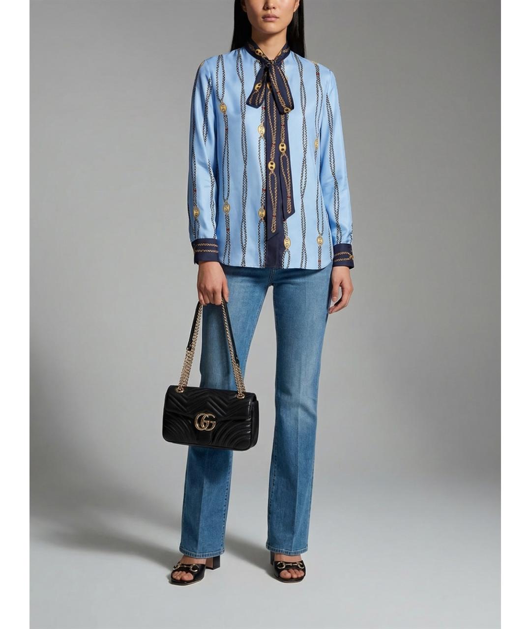 GUCCI Синяя шелковая рубашка, фото 5