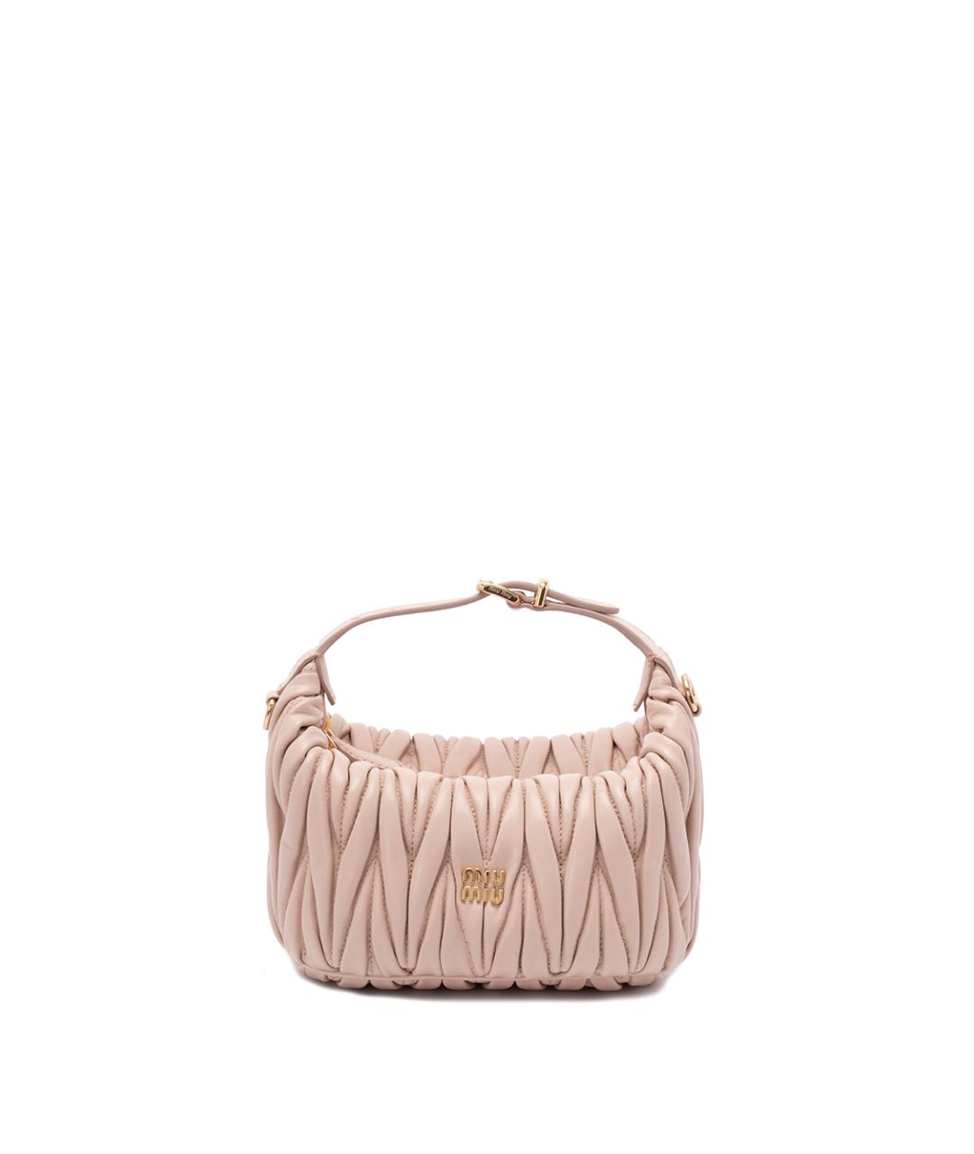 MIU MIU Розовая кожаная сумка с короткими ручками, фото 1