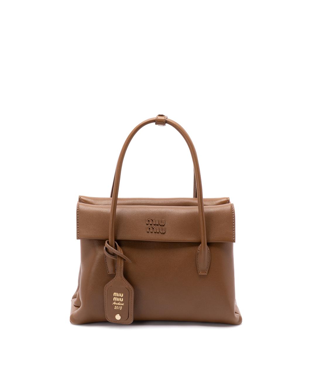 MIU MIU Коричневая кожаная сумка тоут, фото 1