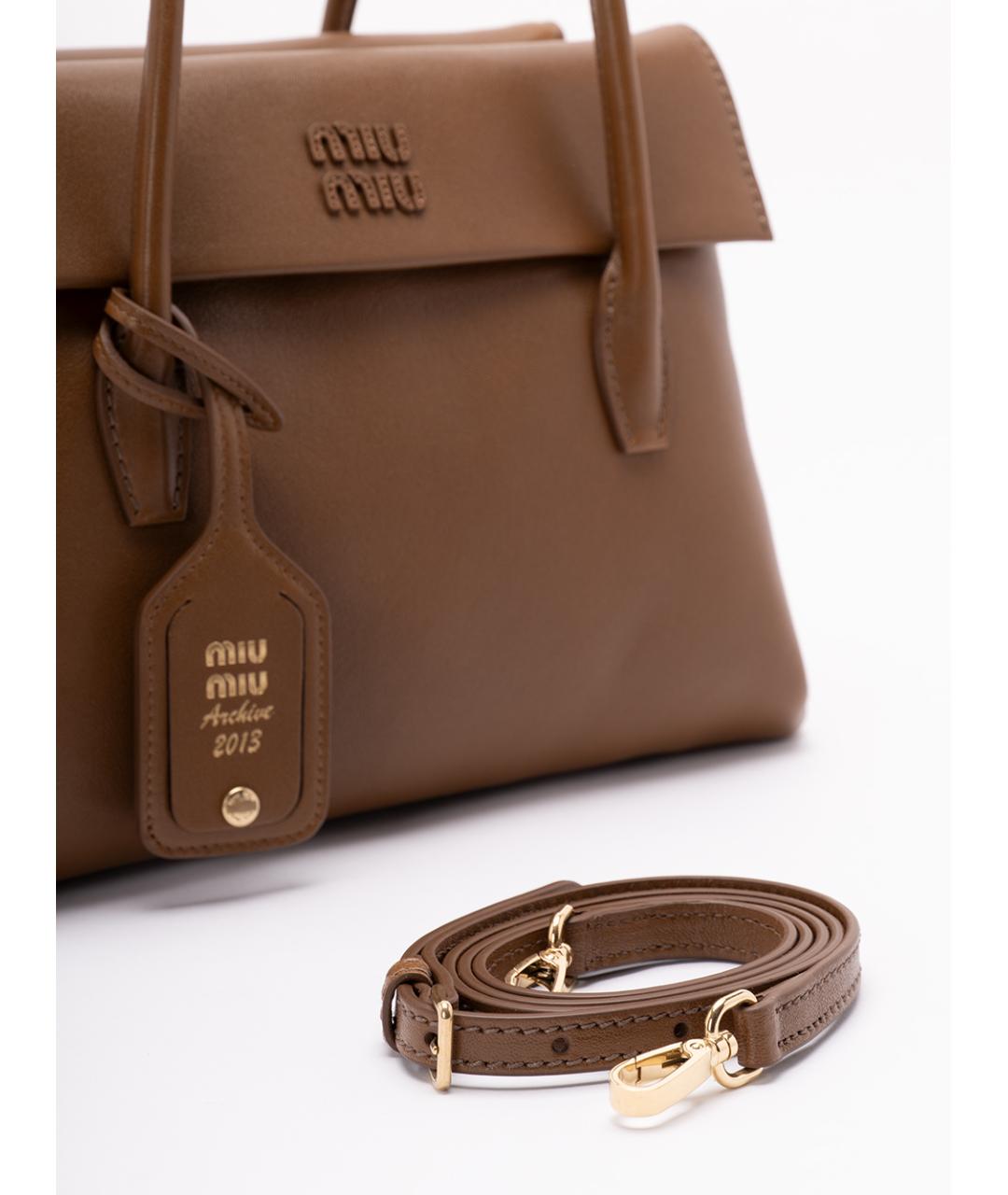 MIU MIU Коричневая кожаная сумка тоут, фото 4