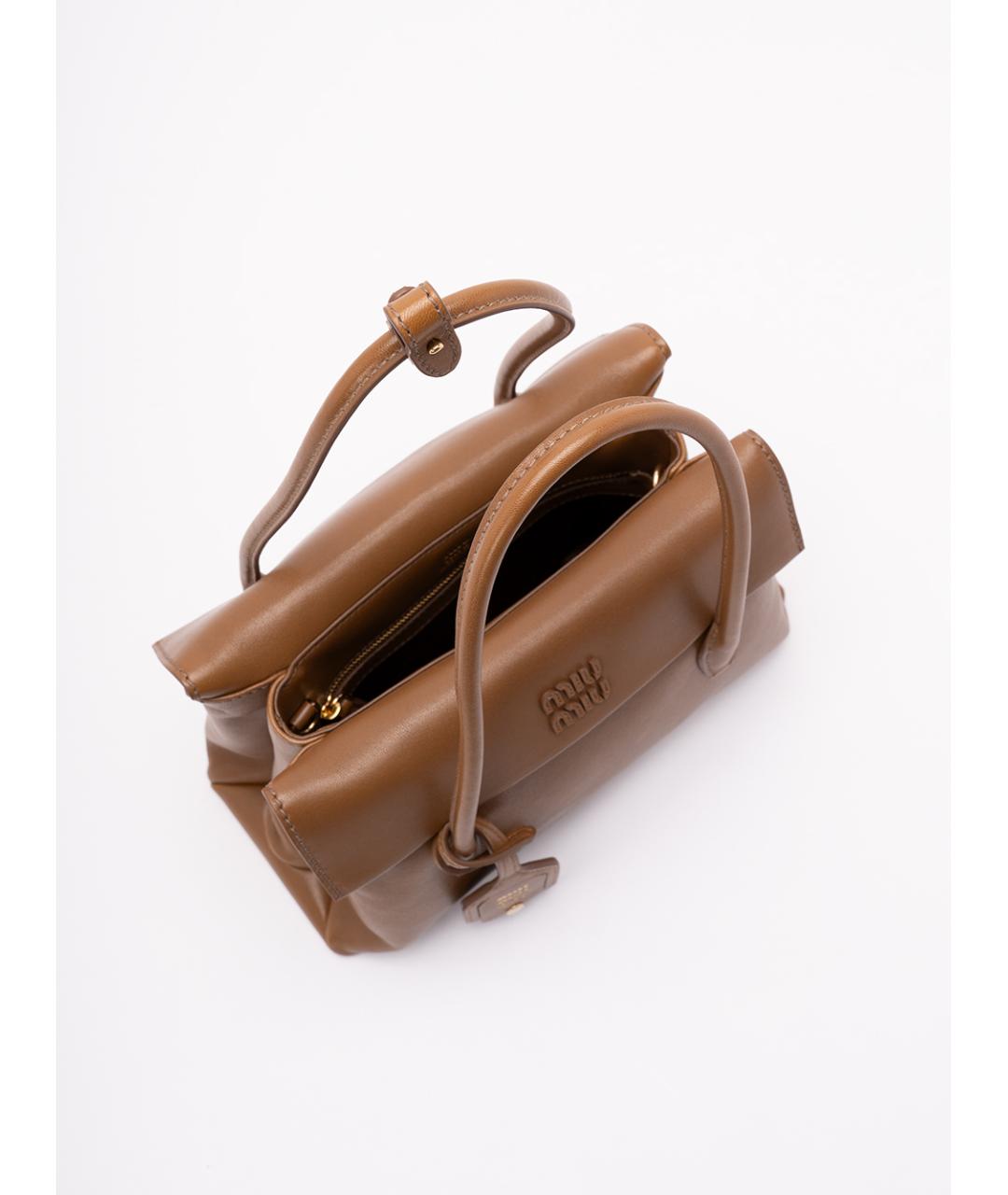 MIU MIU Коричневая кожаная сумка тоут, фото 5