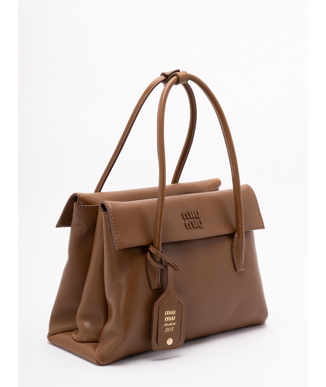 MIU MIU Коричневая кожаная сумка тоут, фото 3