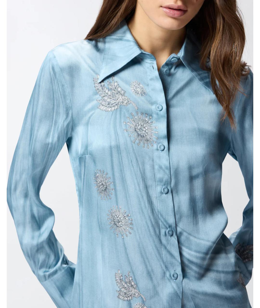 PINKO Голубая вискозная рубашка, фото 3