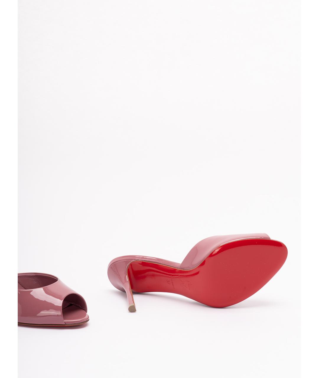 CHRISTIAN LOUBOUTIN Розовые кожаные мюли, фото 4