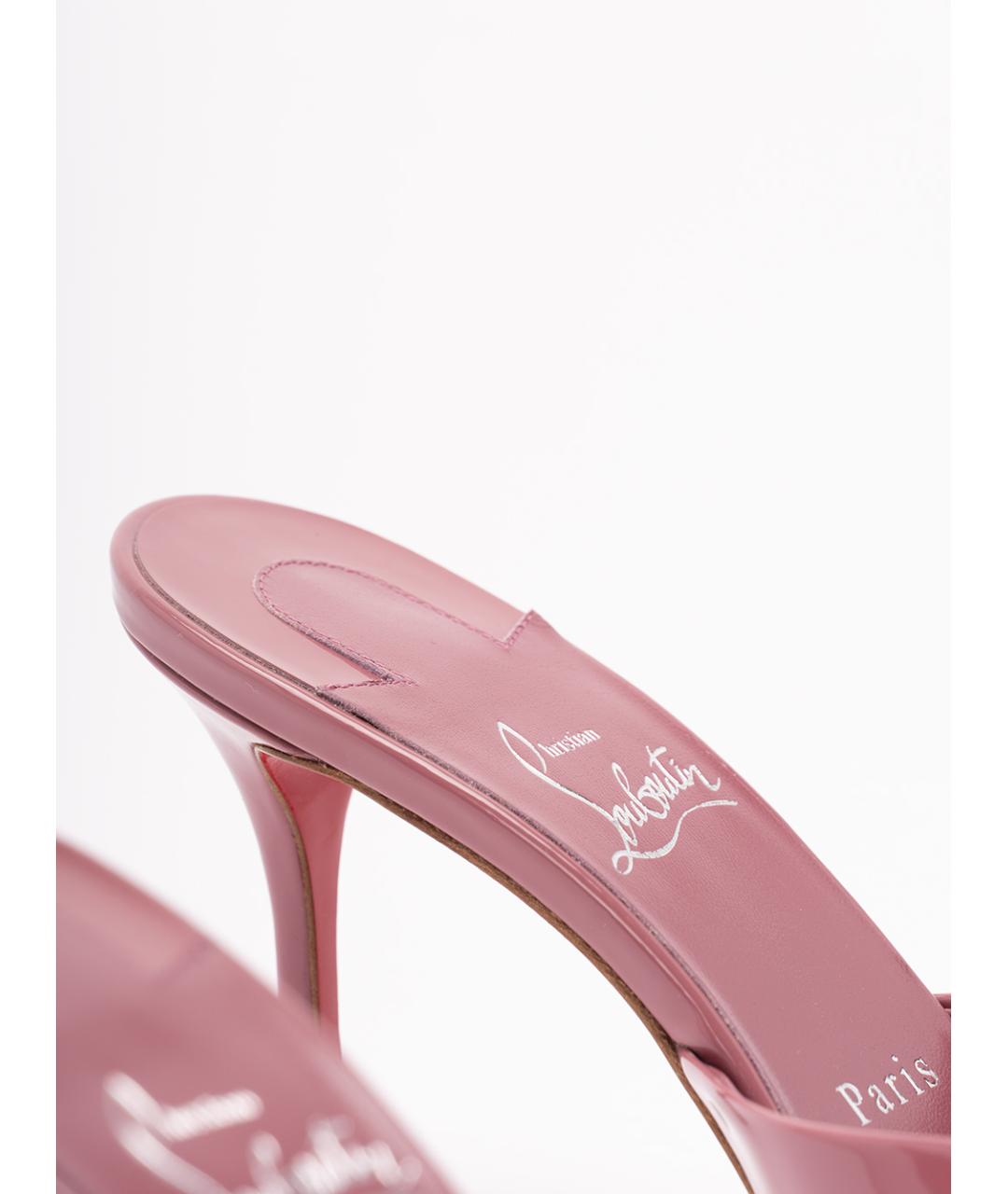 CHRISTIAN LOUBOUTIN Розовые кожаные мюли, фото 5