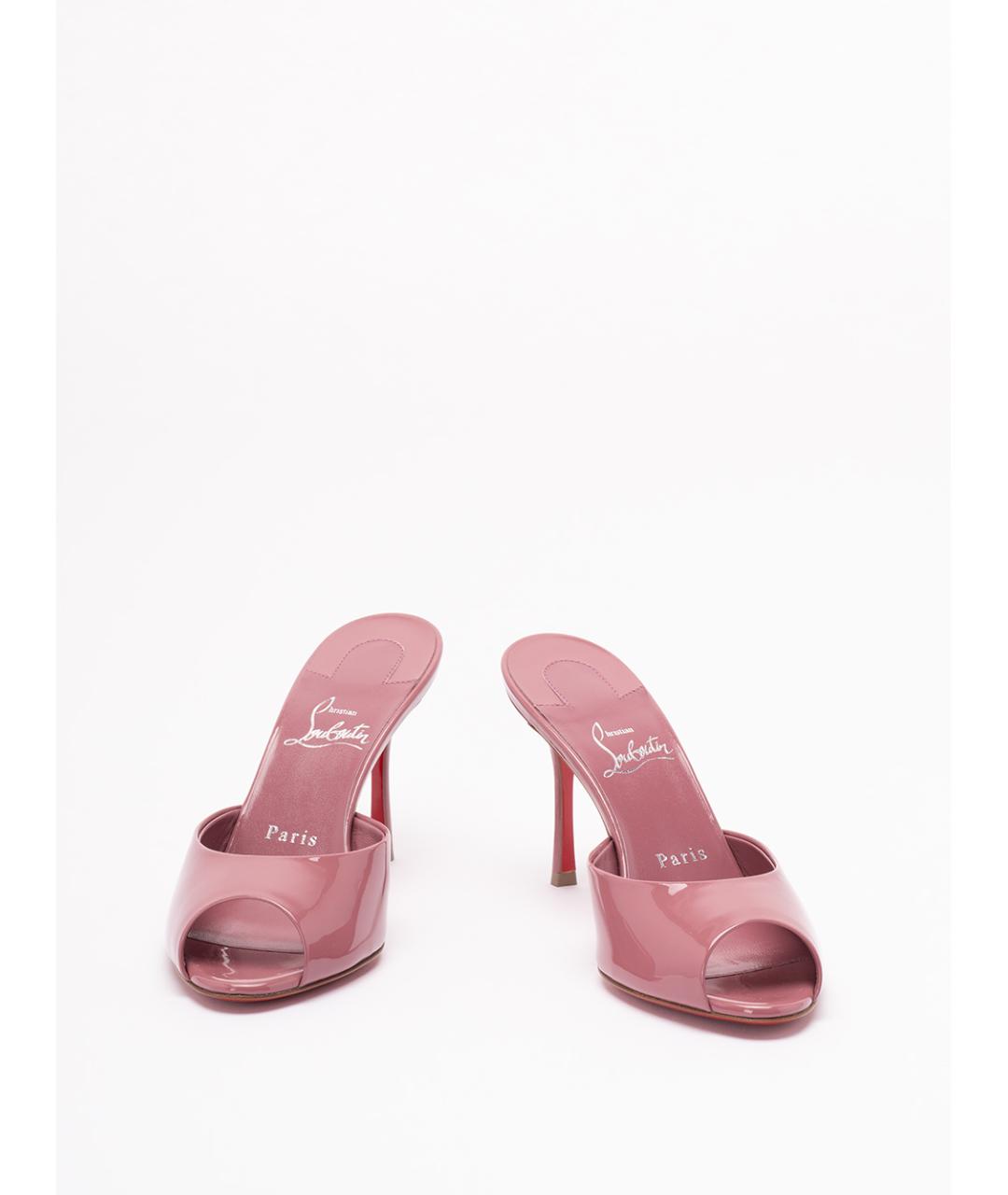 CHRISTIAN LOUBOUTIN Розовые кожаные мюли, фото 2