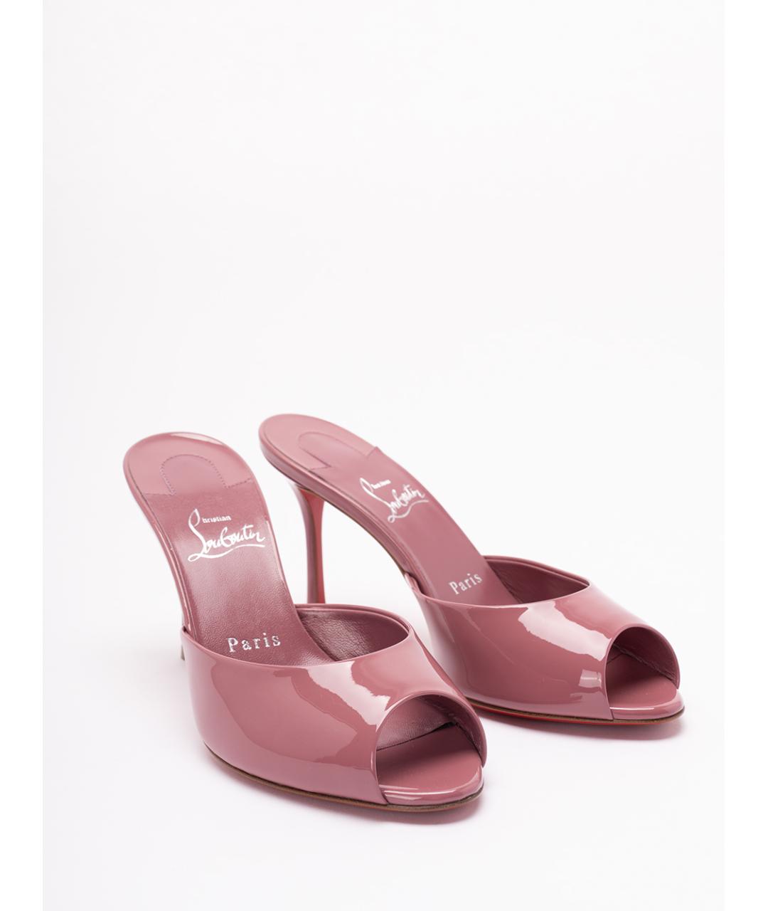 CHRISTIAN LOUBOUTIN Розовые кожаные мюли, фото 6