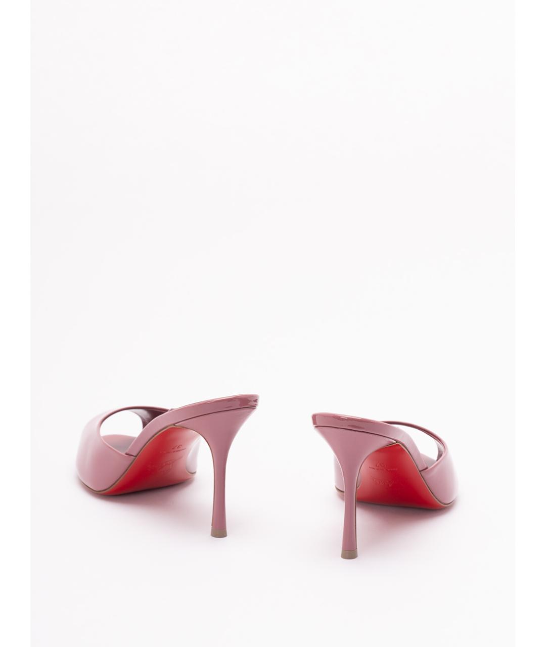 CHRISTIAN LOUBOUTIN Розовые кожаные мюли, фото 3