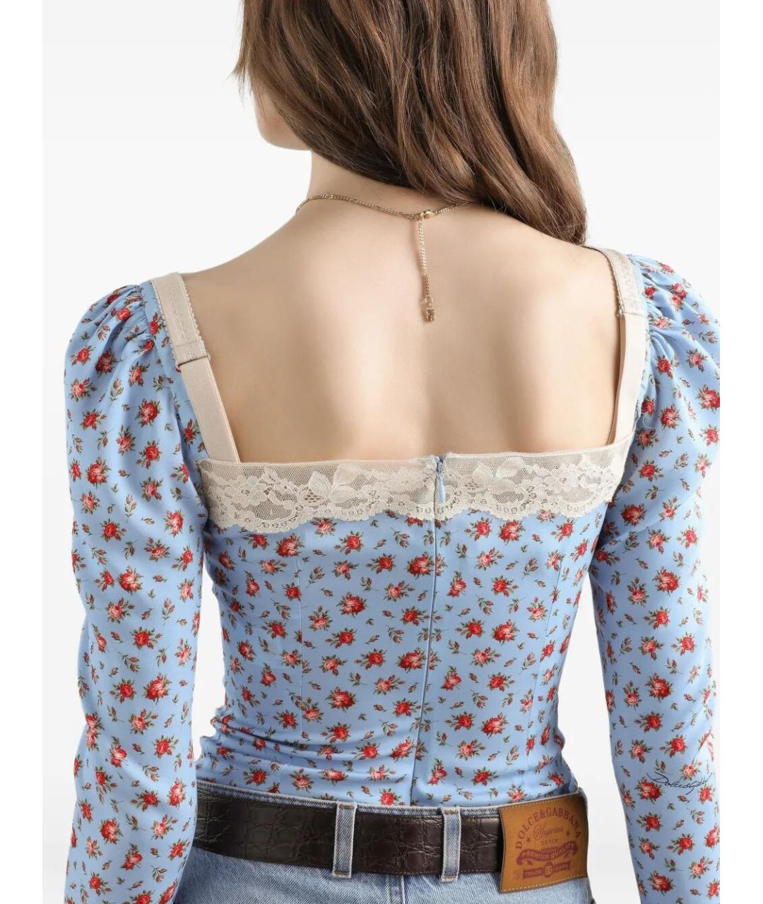 DOLCE&GABBANA Голубая шелковая блузы, фото 5