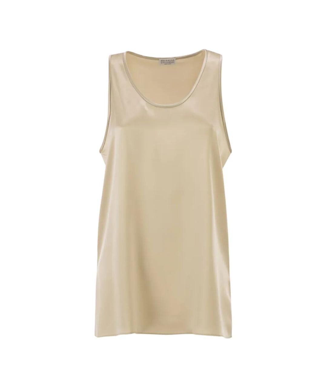 BRUNELLO CUCINELLI Бежевая шелковая блузы, фото 1