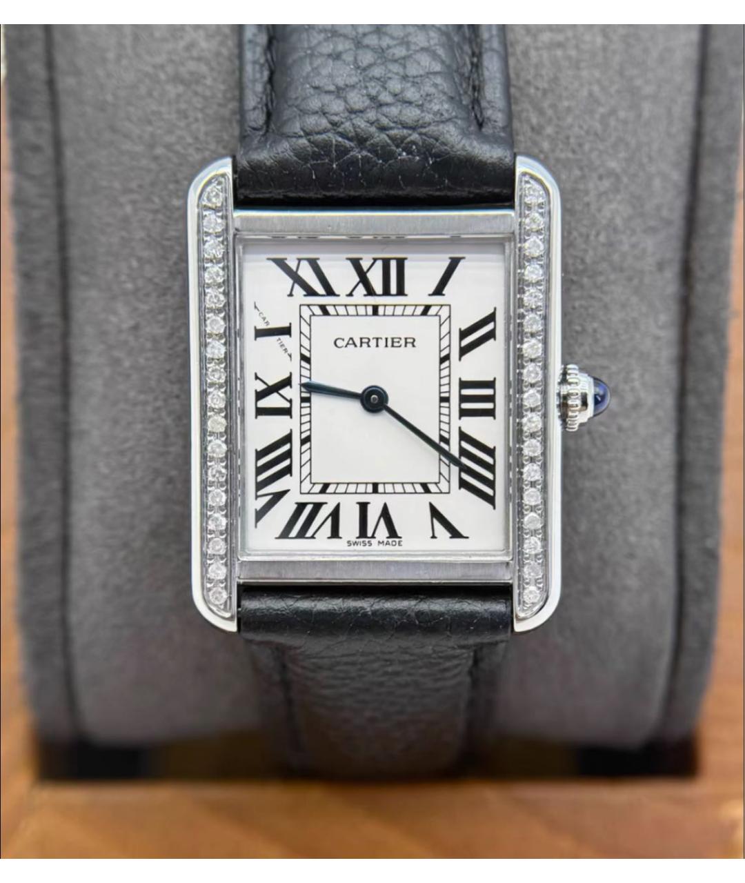 CARTIER Черные металлические часы, фото 2