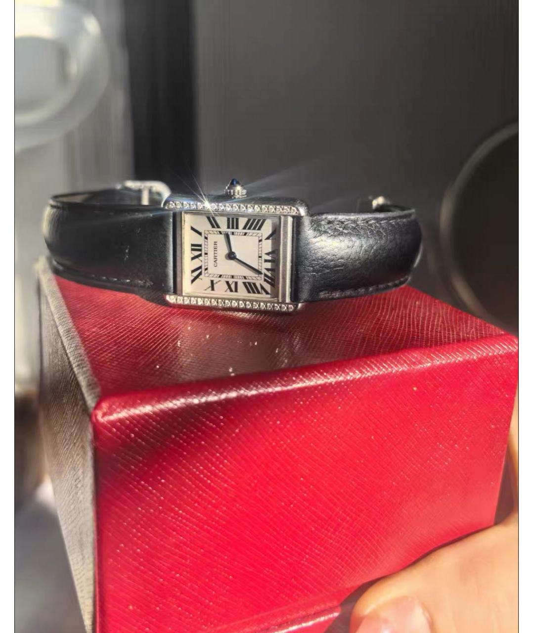 CARTIER Черные металлические часы, фото 5