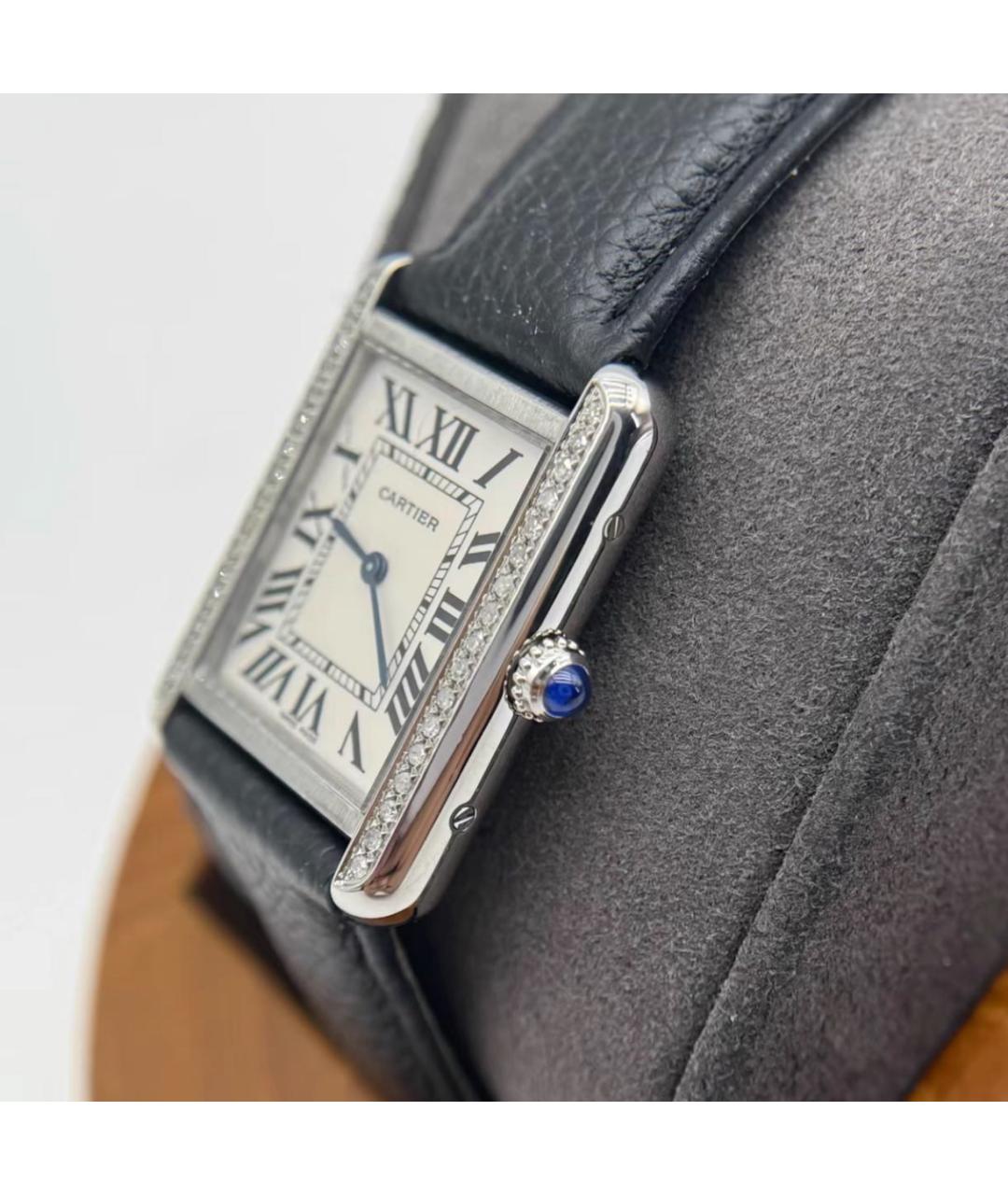 CARTIER Черные металлические часы, фото 3