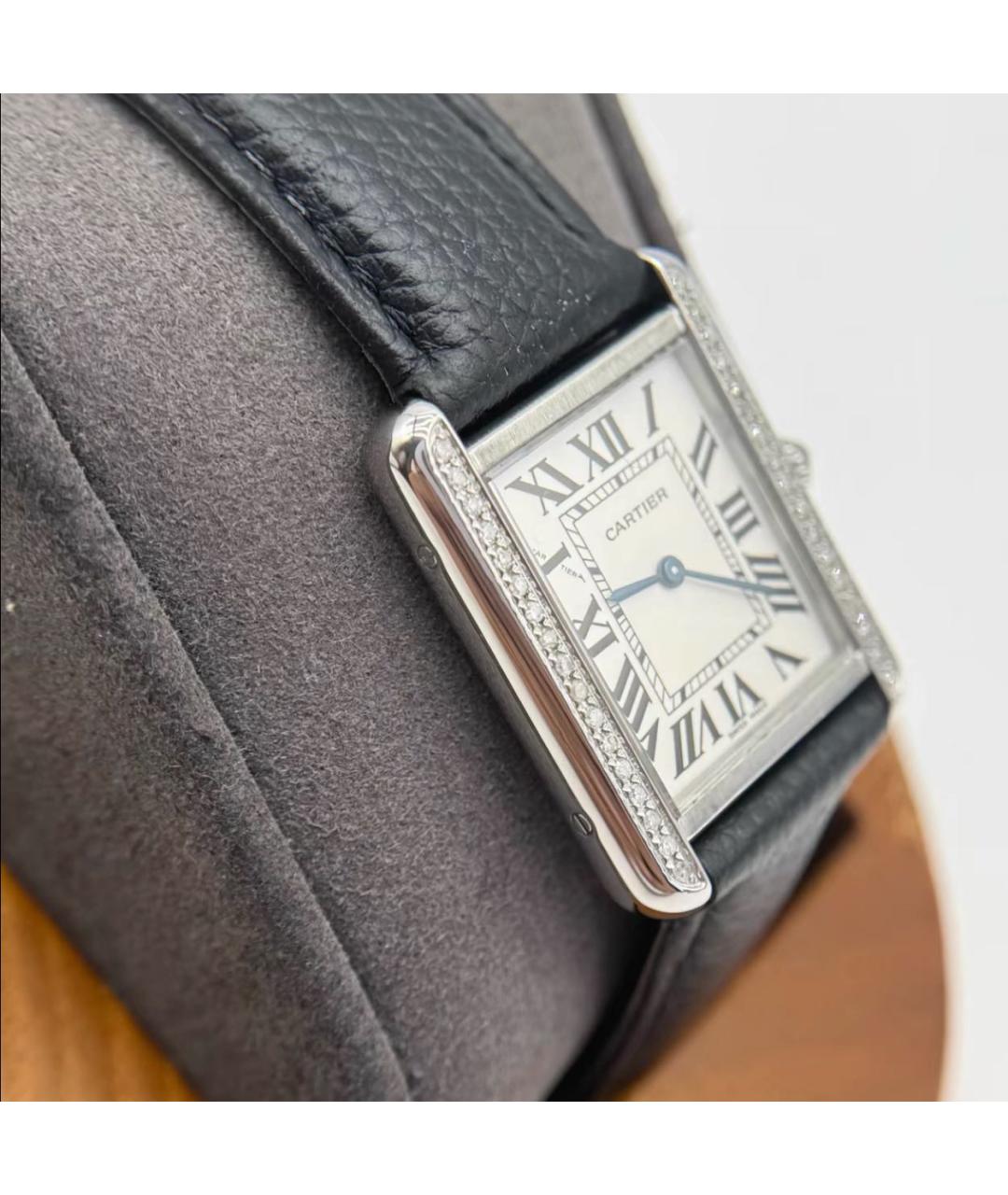 CARTIER Черные металлические часы, фото 4