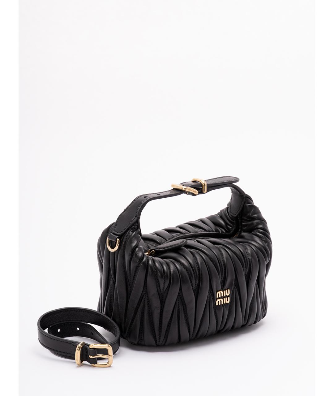 MIU MIU Черная кожаная сумка с короткими ручками, фото 3