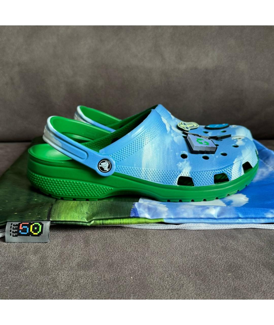 CROCS Зеленые резиновые шлепанцы, фото 5