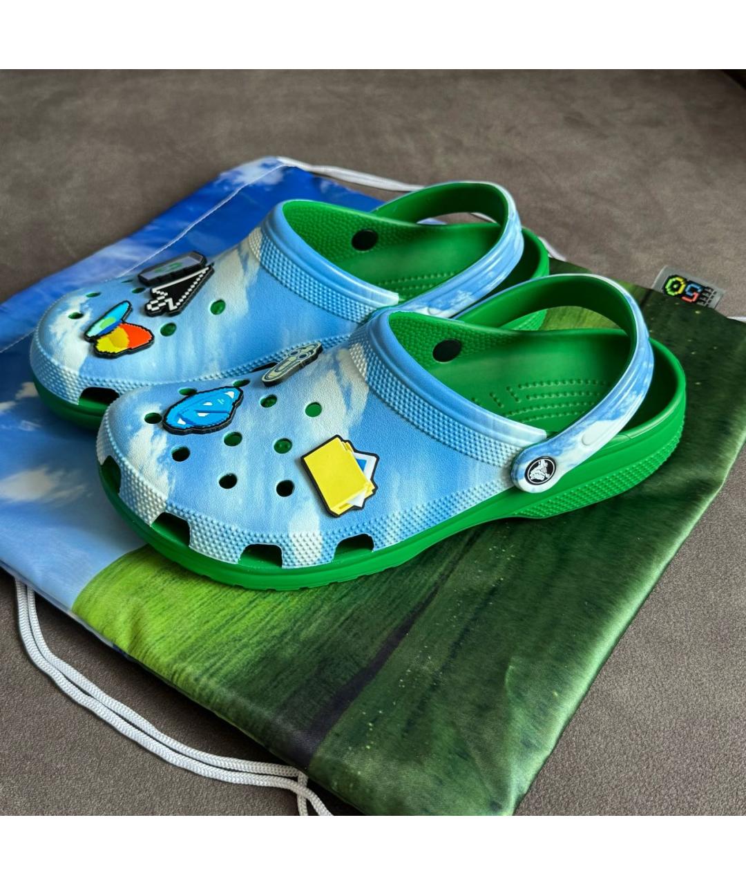 CROCS Зеленые резиновые шлепанцы, фото 4