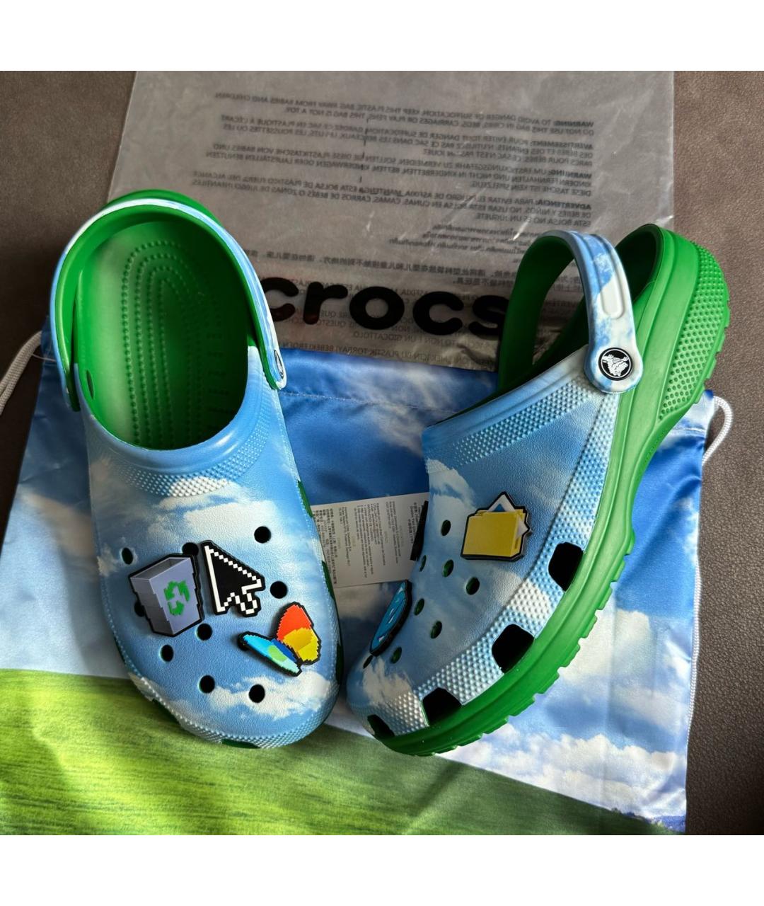 CROCS Зеленые резиновые шлепанцы, фото 6