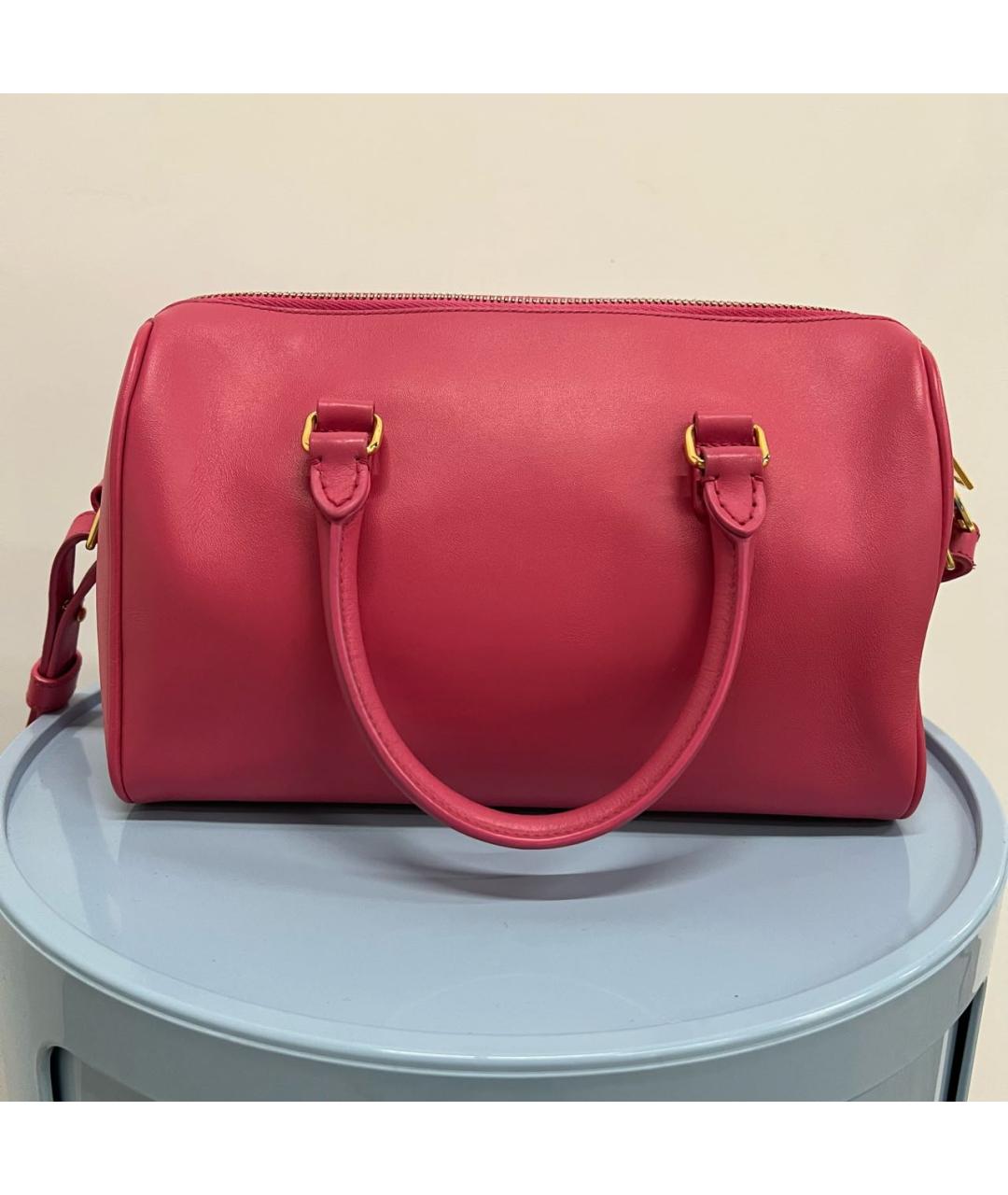 SAINT LAURENT Розовая кожаная сумка через плечо, фото 3