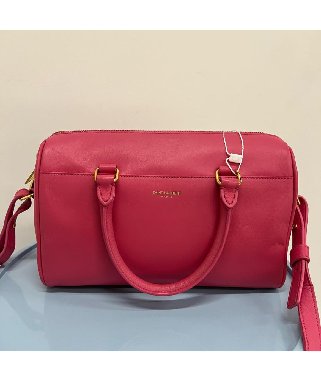 SAINT LAURENT Розовая кожаная сумка через плечо, фото 9
