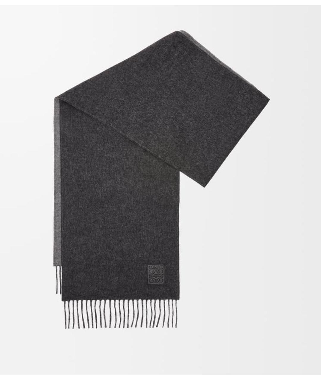 LOEWE Антрацитовый шерстяной шарф, фото 5