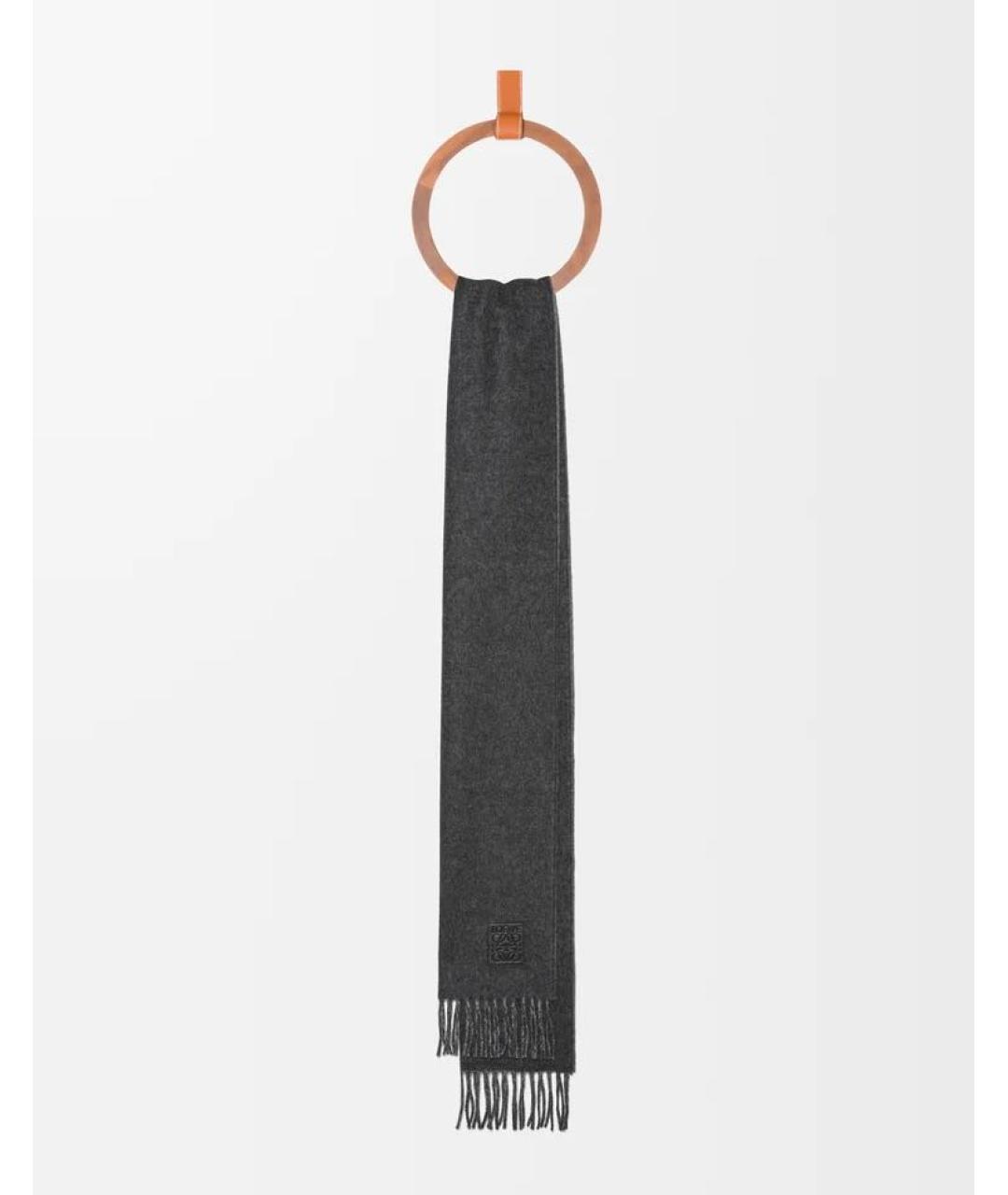 LOEWE Антрацитовый шерстяной шарф, фото 4