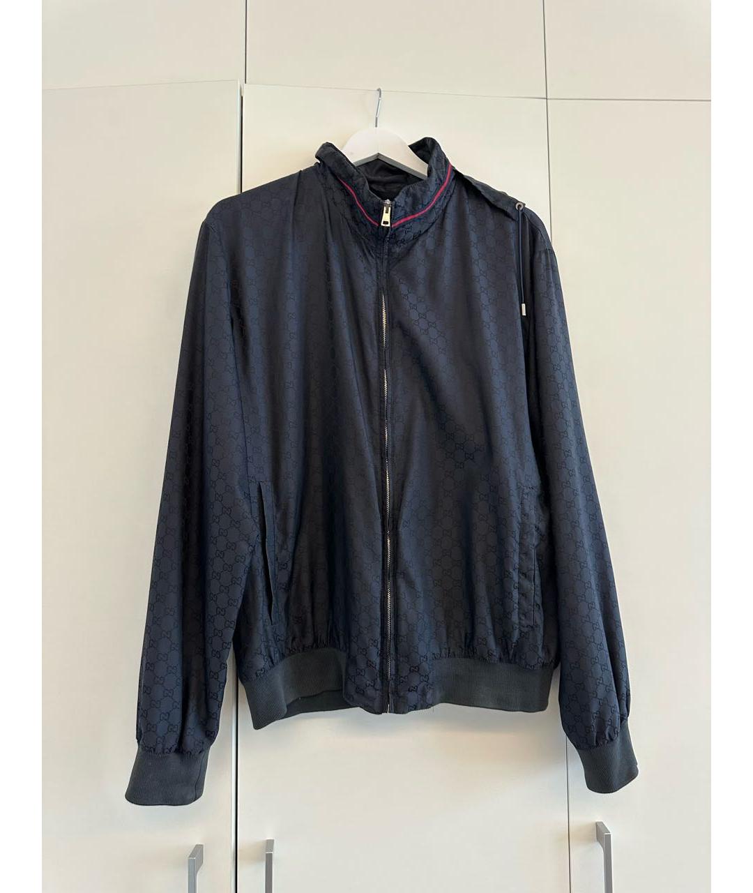 GUCCI Темно-синяя полиамидовая куртка, фото 4