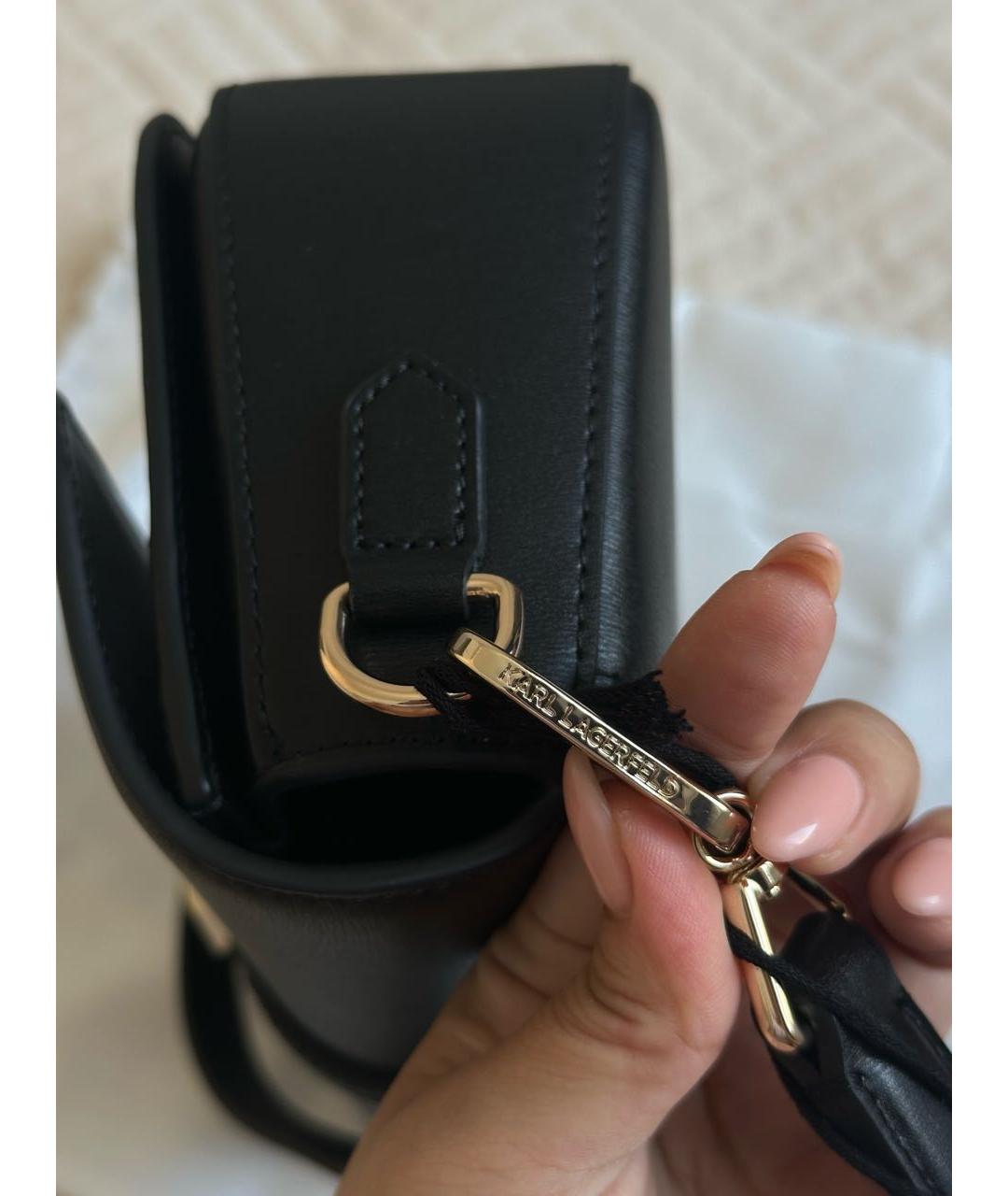 KARL LAGERFELD Черная кожаная сумка через плечо, фото 7