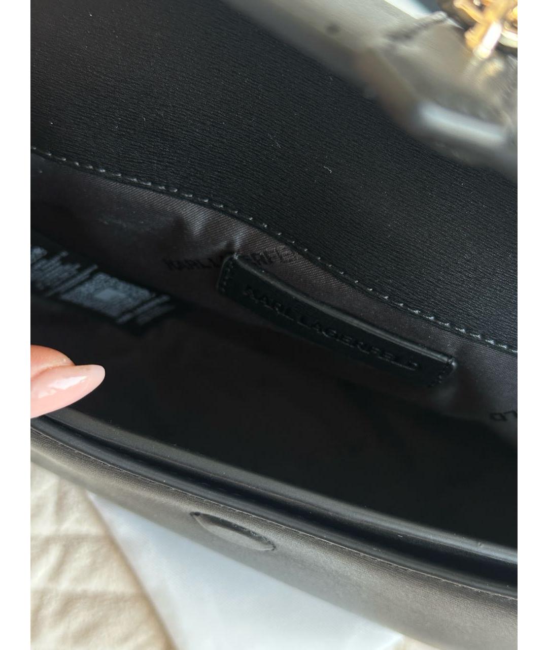 KARL LAGERFELD Черная кожаная сумка через плечо, фото 4