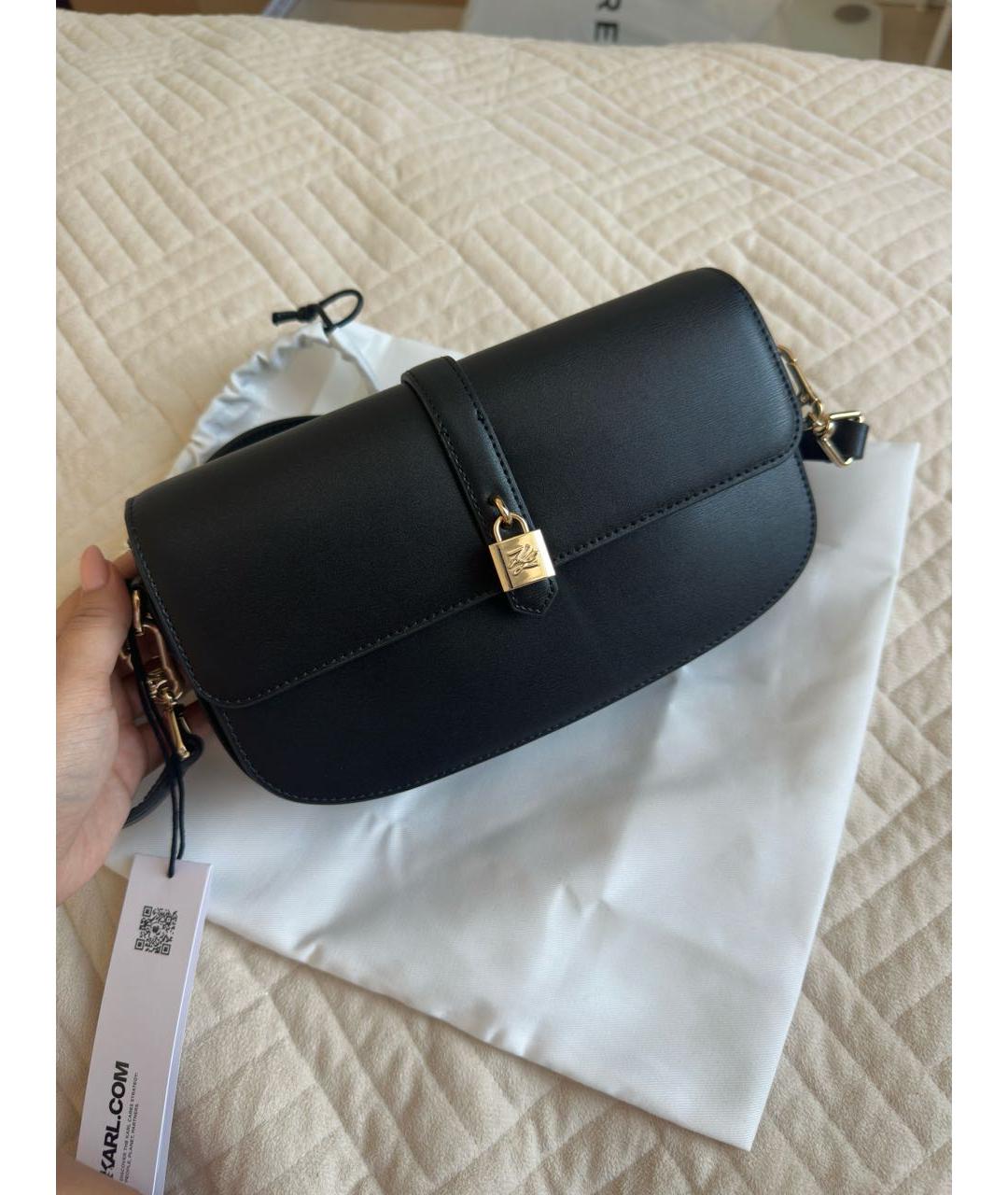 KARL LAGERFELD Черная кожаная сумка через плечо, фото 5