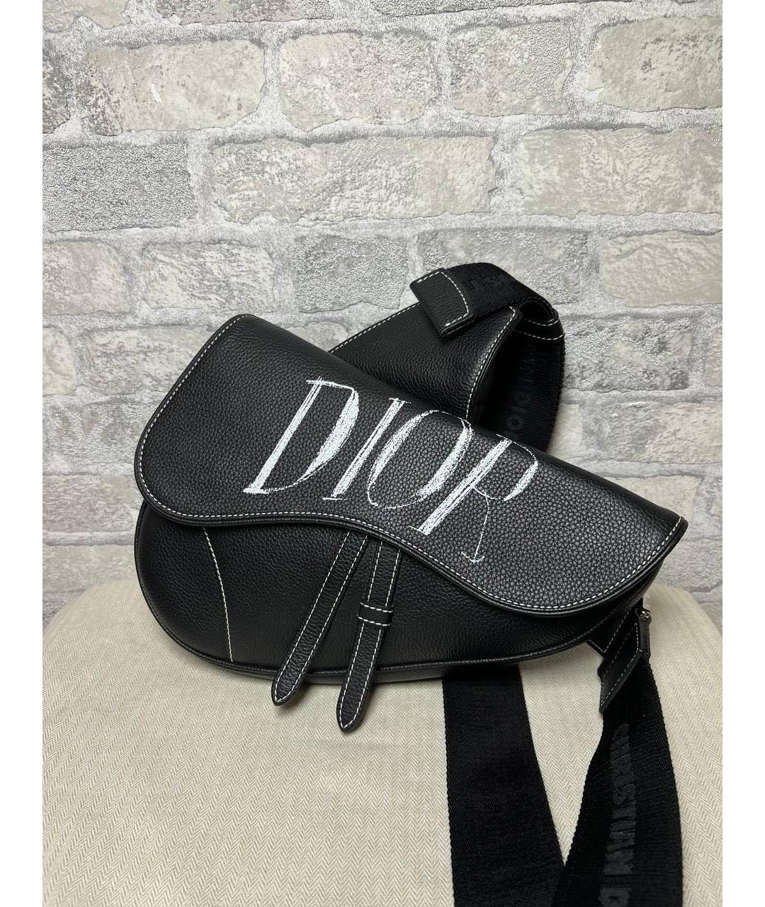 CHRISTIAN DIOR Черная кожаная сумка на плечо, фото 5