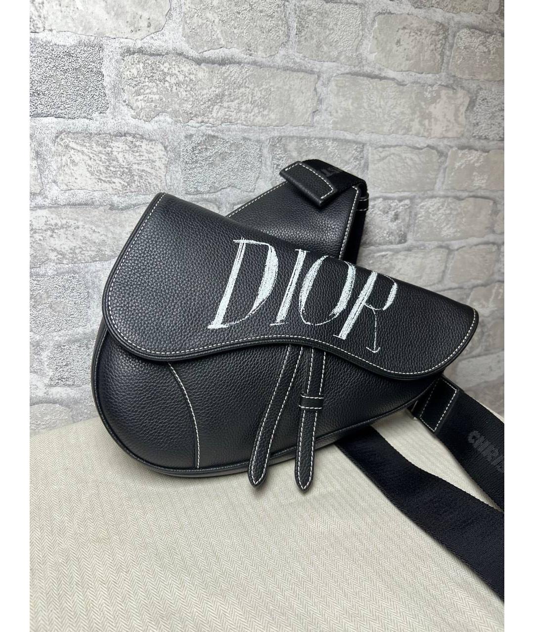 CHRISTIAN DIOR Черная кожаная сумка на плечо, фото 2