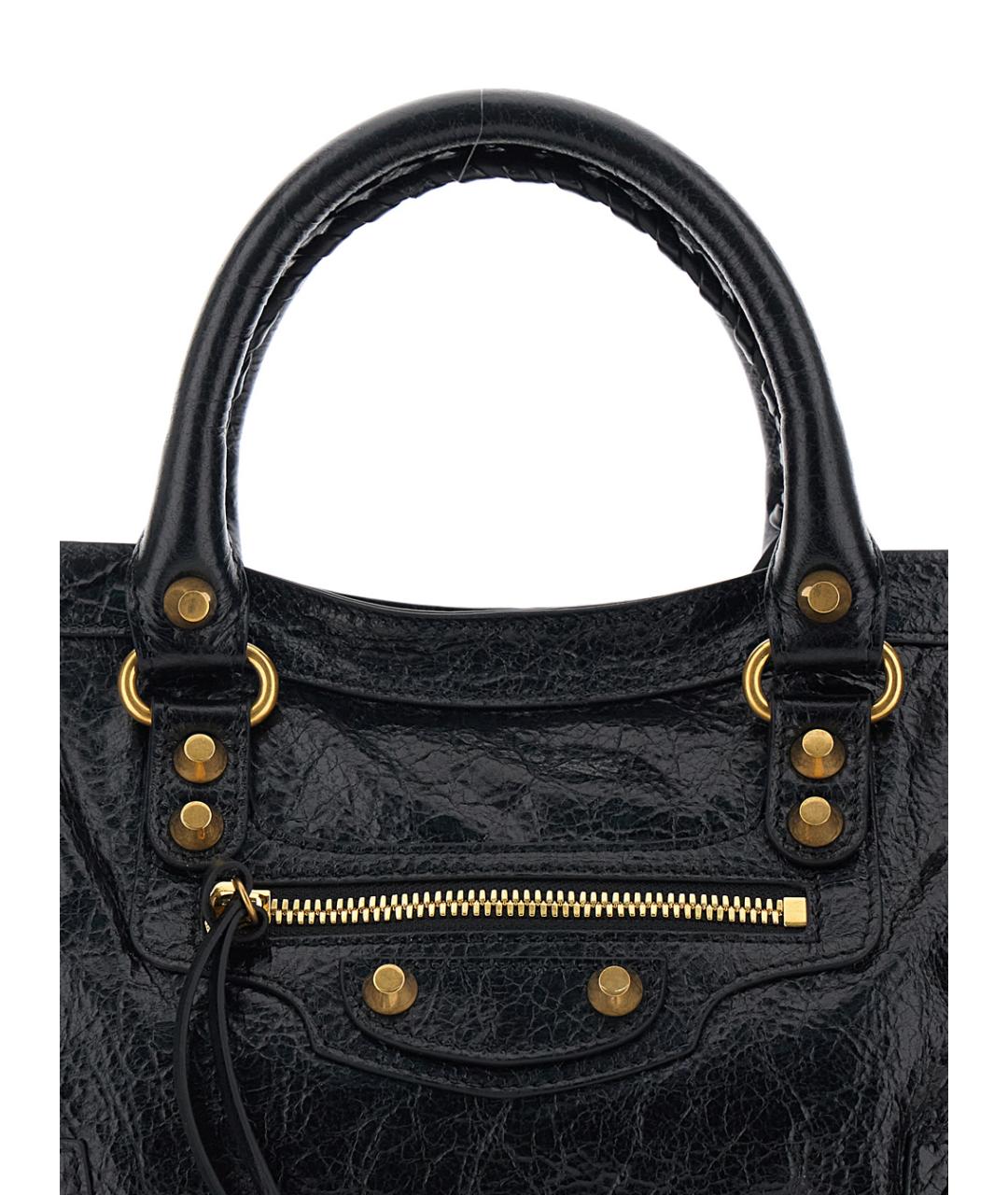 BALENCIAGA Черная кожаная сумка тоут, фото 3