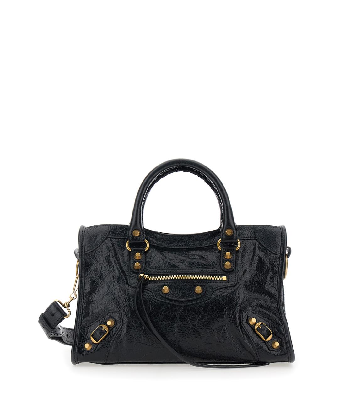 BALENCIAGA Черная кожаная сумка тоут, фото 1