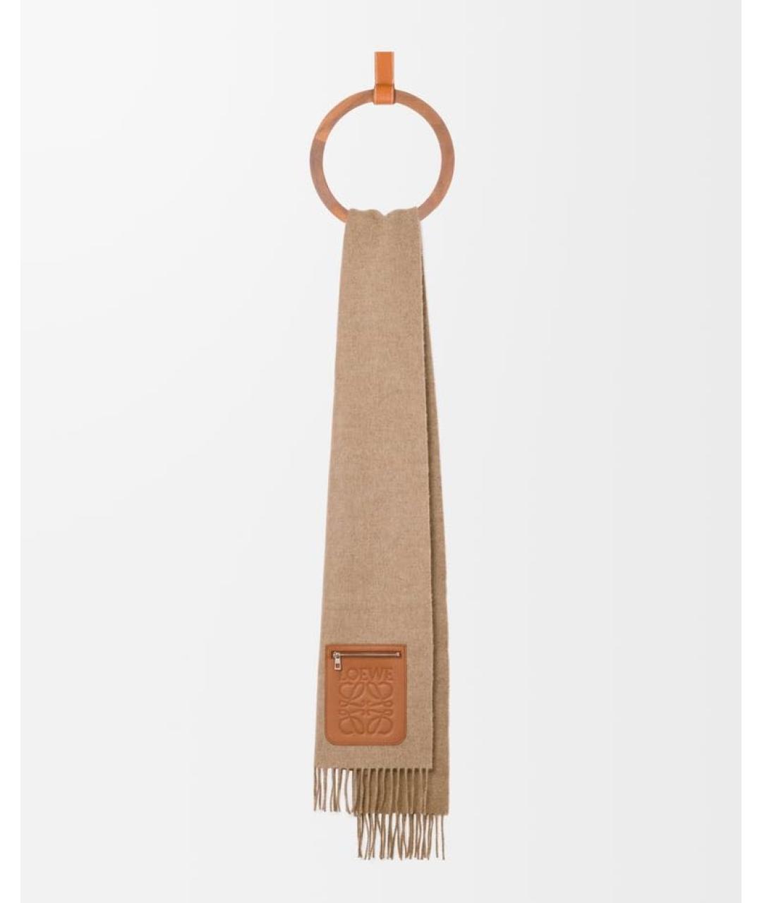 LOEWE Бежевый кашемировый шарф, фото 2