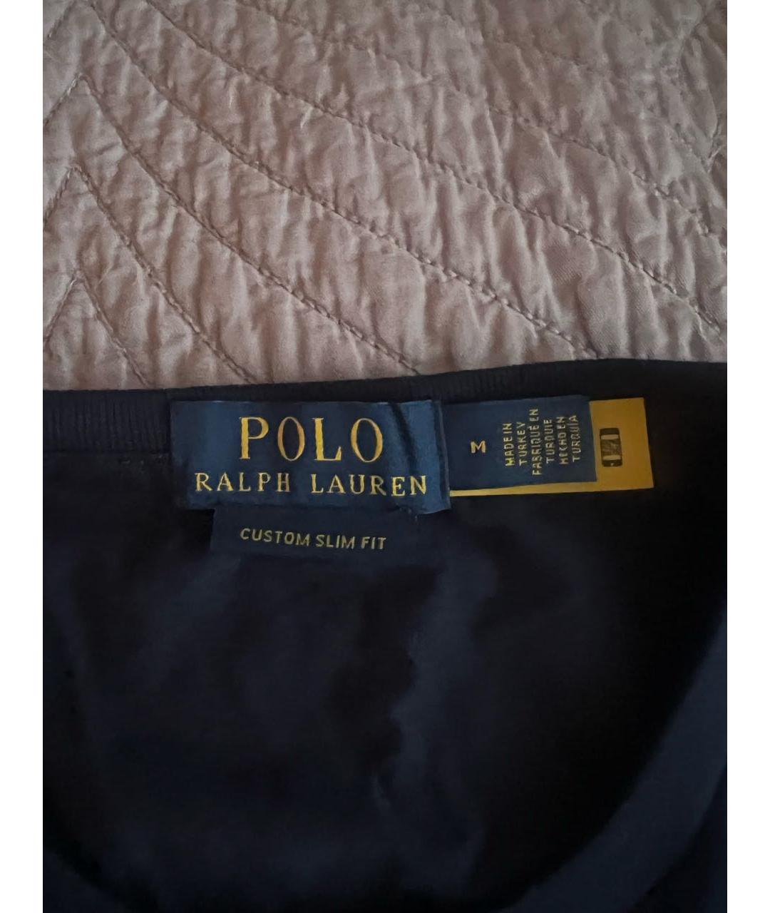 POLO RALPH LAUREN Темно-синяя хлопковая футболка, фото 3