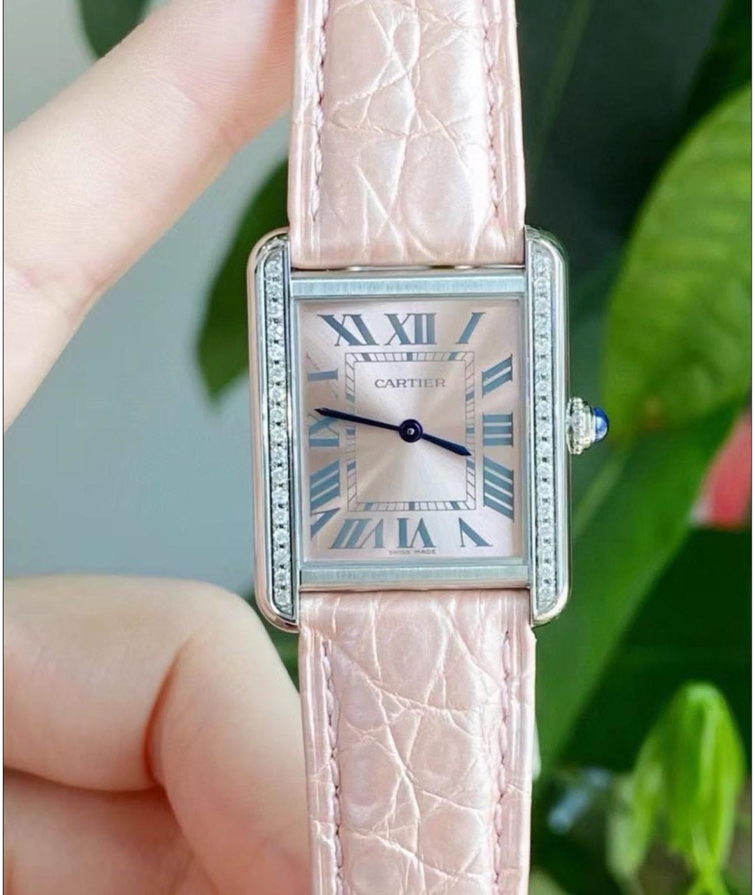 CARTIER Розовые металлические часы, фото 3