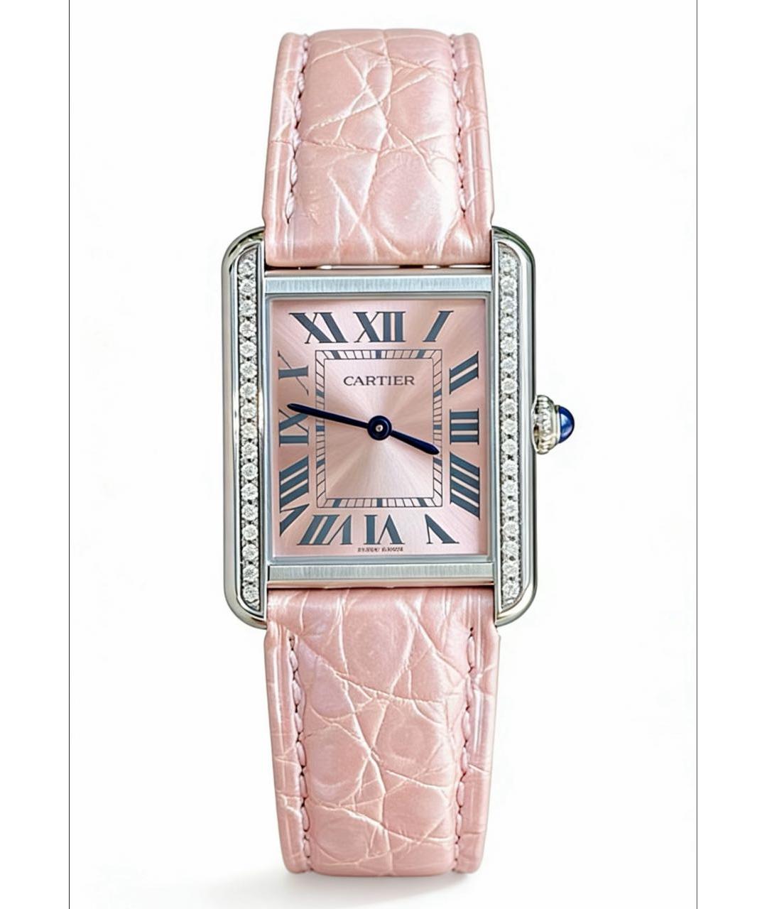 CARTIER Розовые металлические часы, фото 6