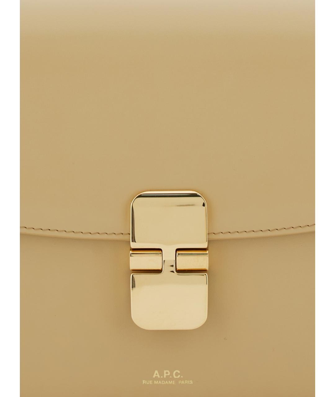 A.P.C. Бежевая кожаная сумка через плечо, фото 3