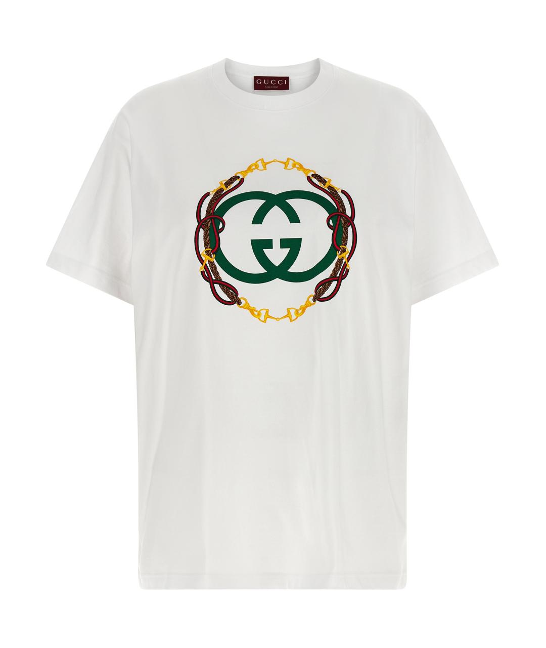 GUCCI Белая хлопковая футболка, фото 1