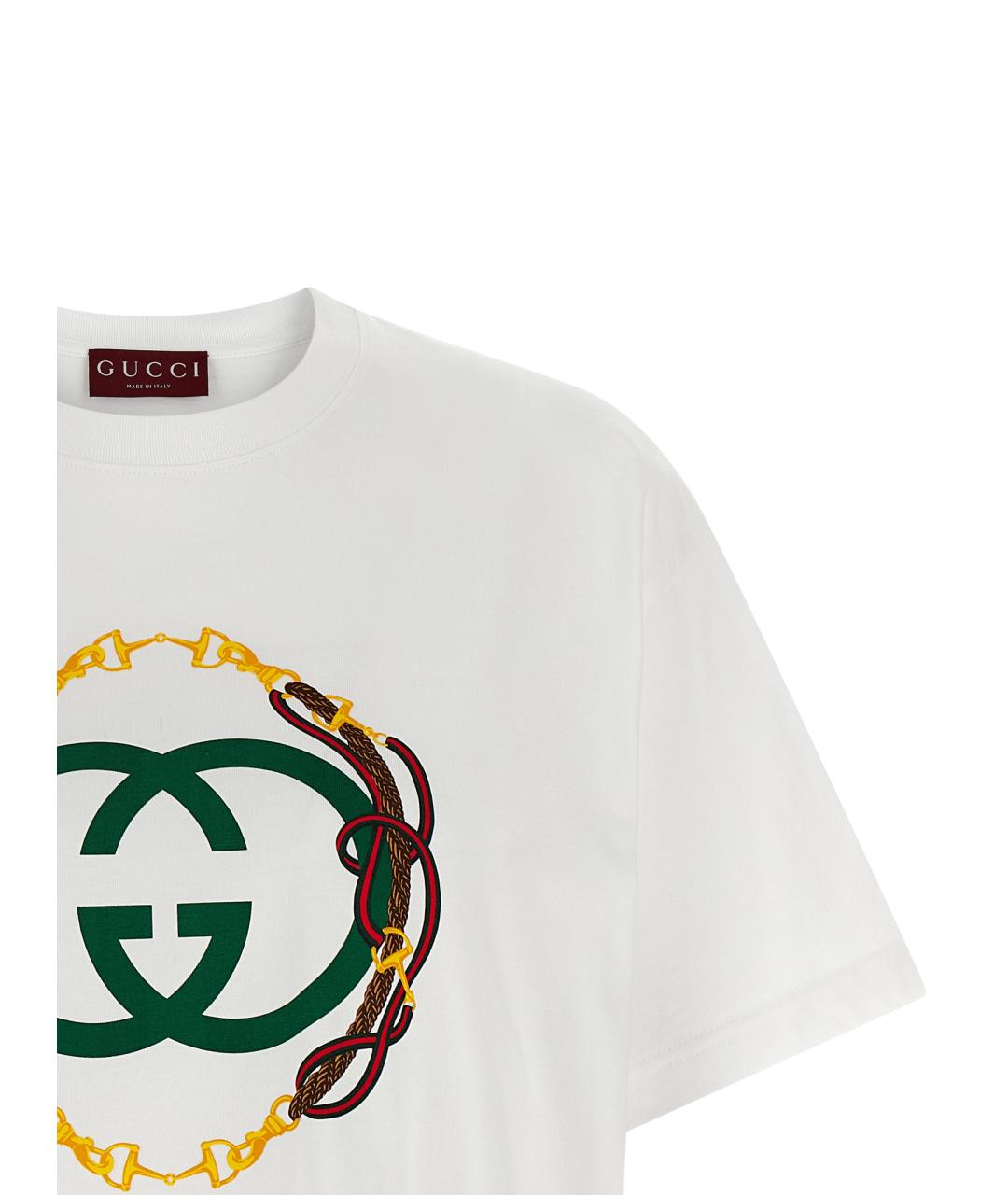 GUCCI Белая хлопковая футболка, фото 3