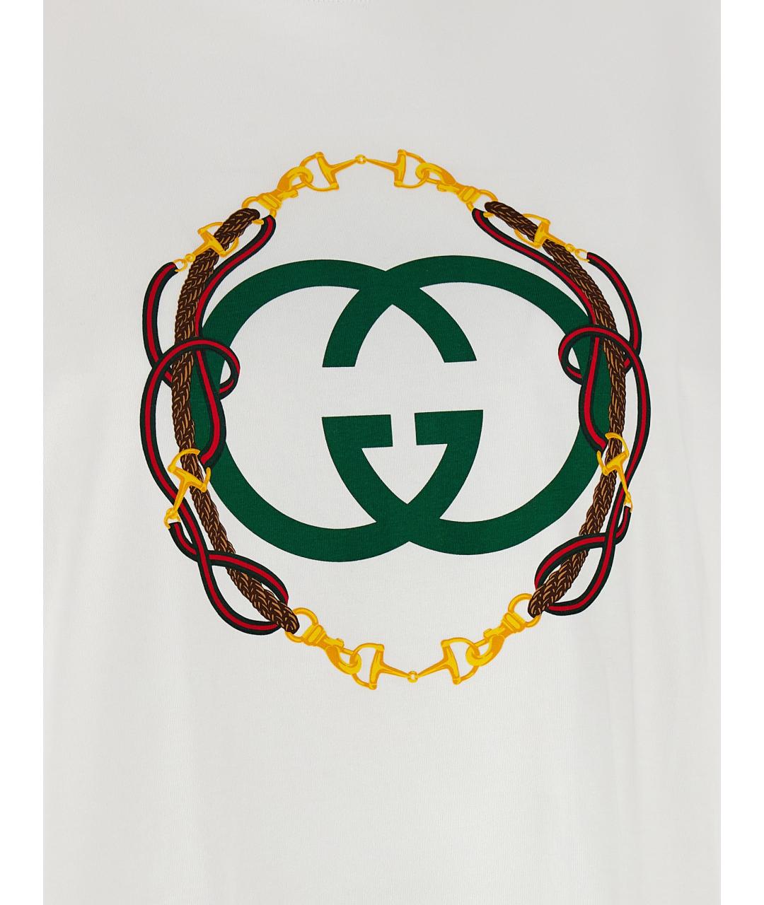 GUCCI Белая хлопковая футболка, фото 4