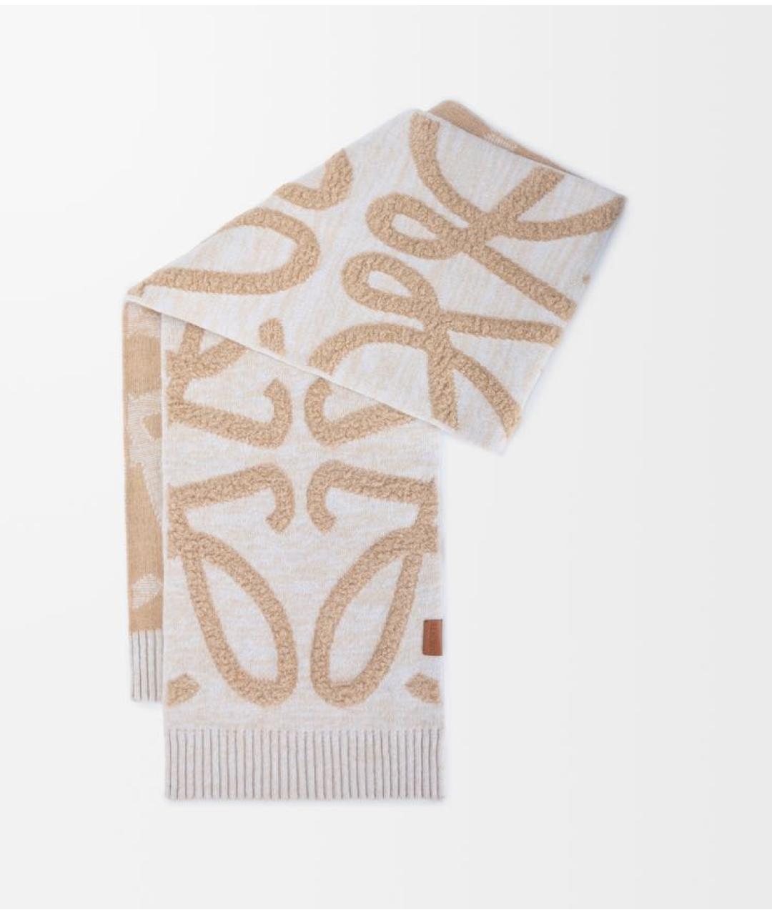 LOEWE Бежевый кашемировый шарф, фото 4