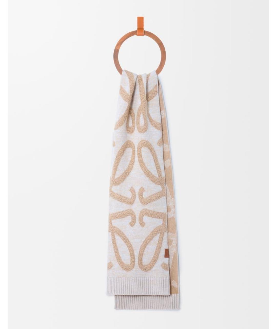 LOEWE Бежевый кашемировый шарф, фото 2