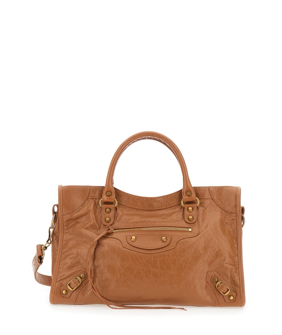 BALENCIAGA Коричневая кожаная сумка тоут, фото 1